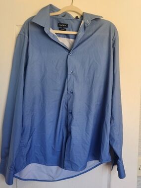 Nautica Mens Gradient Blue Button-Up Shirt XL EUC